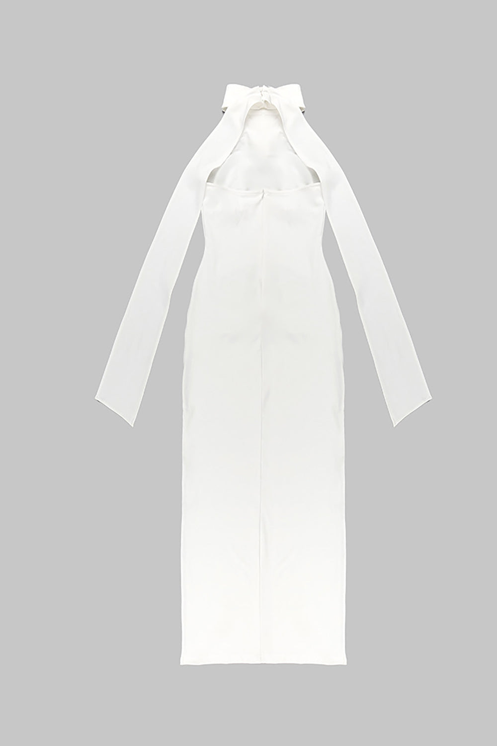 Vestido largo con abertura lateral y flores 3D con cuello halter en blanco