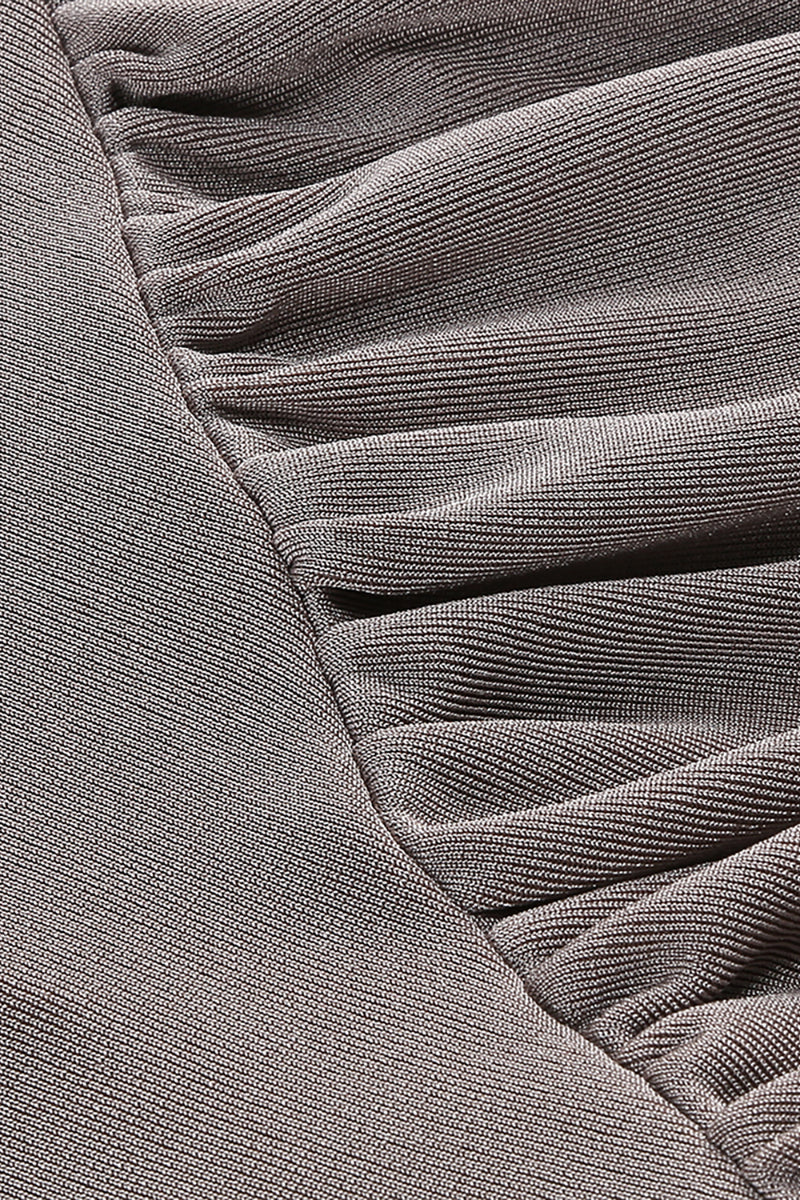 Halter Neck Ruched Maxi Dress in Gray