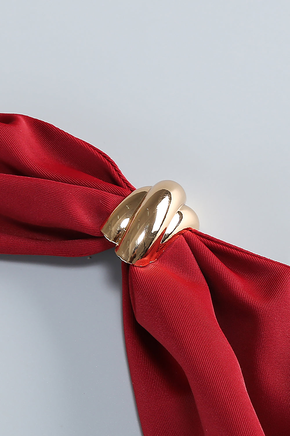 Halter Neck Ruched Midi Dress in Burgundy