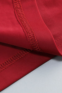 Halter Neck Ruched Midi Dress in Burgundy