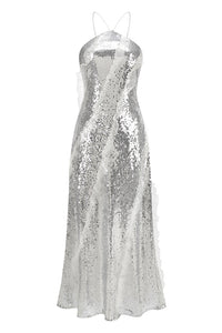 Halter Neck Sequin Maxi Dress