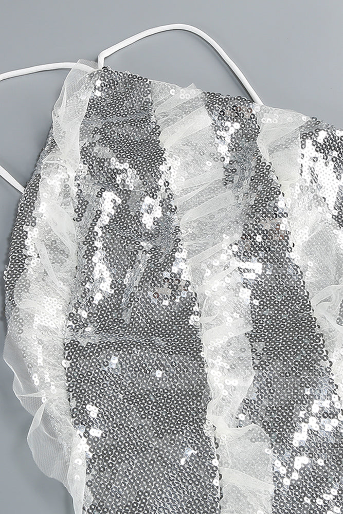 Halter Neck Sequin Maxi Dress