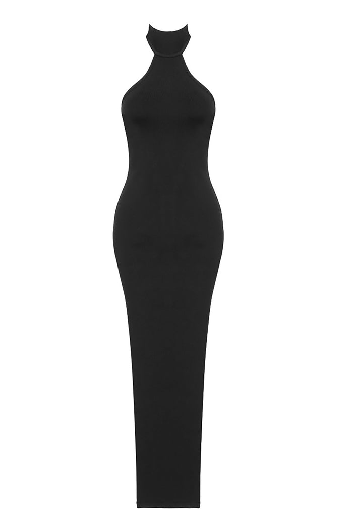 Halter Neck Slits Maxi Bandage Dress