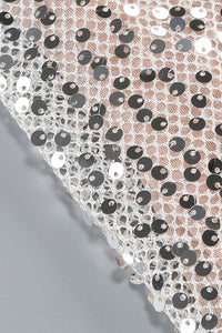 Vestido con escote halter y lentejuelas en color gris