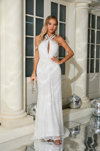 Mock Crystal Sequin Gown