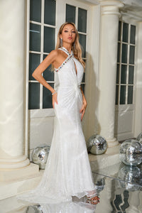 Mock Crystal Sequin Gown