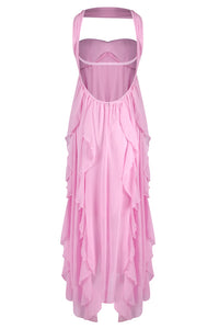 Halter Backless Ruffle A-line Dress
