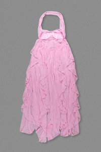 Halter Backless Ruffle A-line Dress
