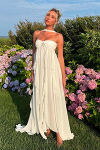 Halter Backless Ruffle A-line Dress