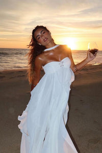 Halter Backless Ruffle A-line Dress