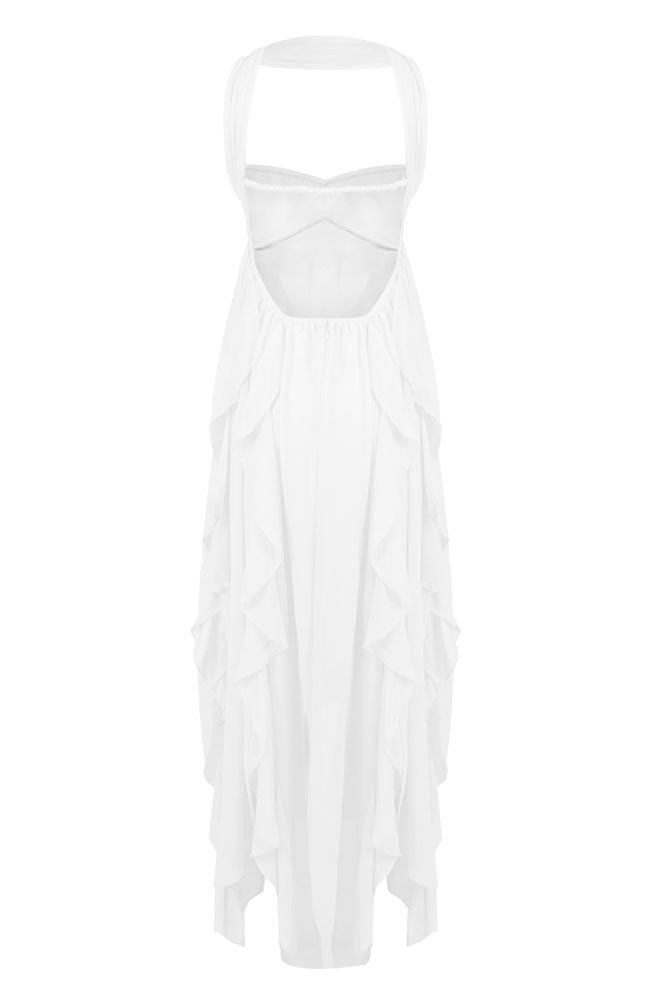 Halter Backless Ruffle A-line Dress