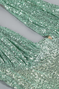 Halter Sequin Embellished Gown in Green