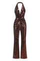 Halter Sequin Flared Jumpsuit