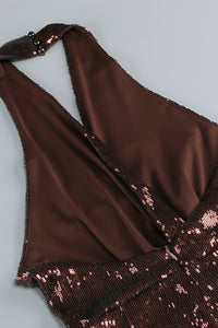 Halter Sequin Flared Jumpsuit