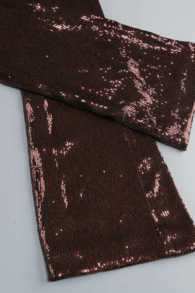 Halter Sequin Flared Jumpsuit