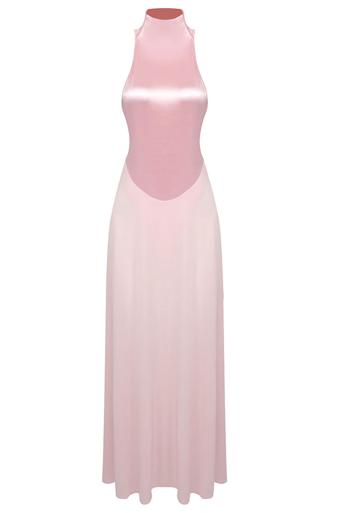 Halter Sheer Flared Gown