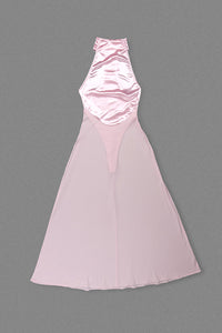 Halter Sheer Flared Gown