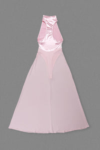 Halter Sheer Flared Gown