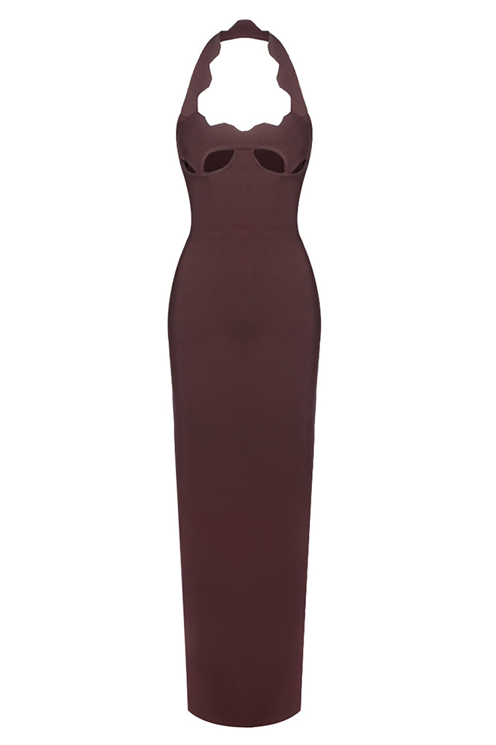 Halter Hollow Out Bandage Maxi Dress Brown / Small