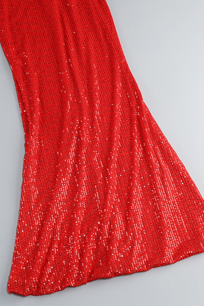 Halter Sequin Embellished Gown