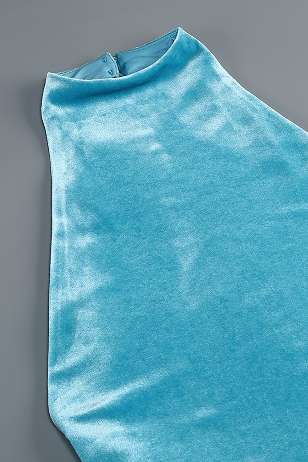 Halterneck Fringe Velvet Midi Dress