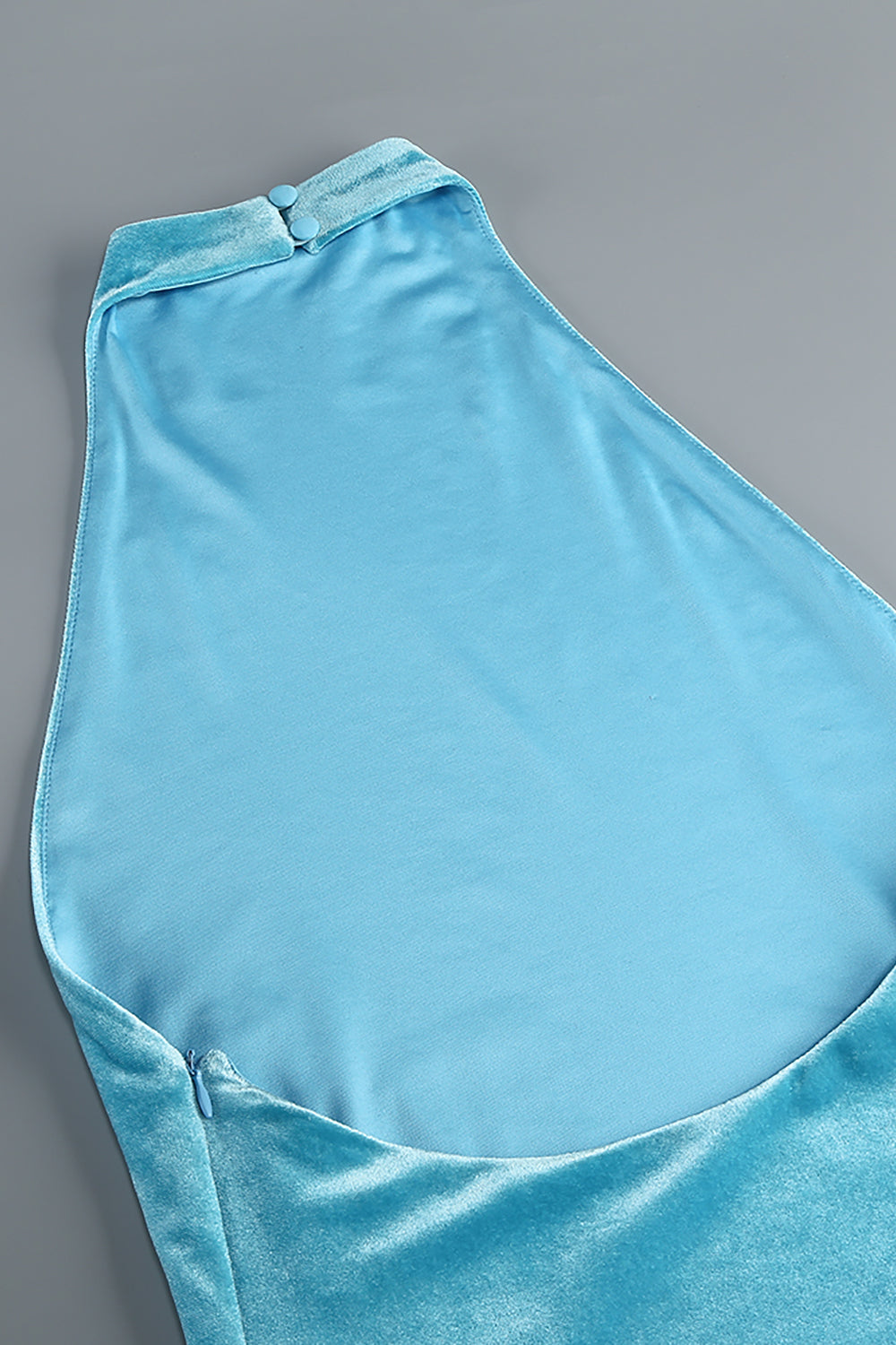 Halterneck Fringe Velvet Midi Dress