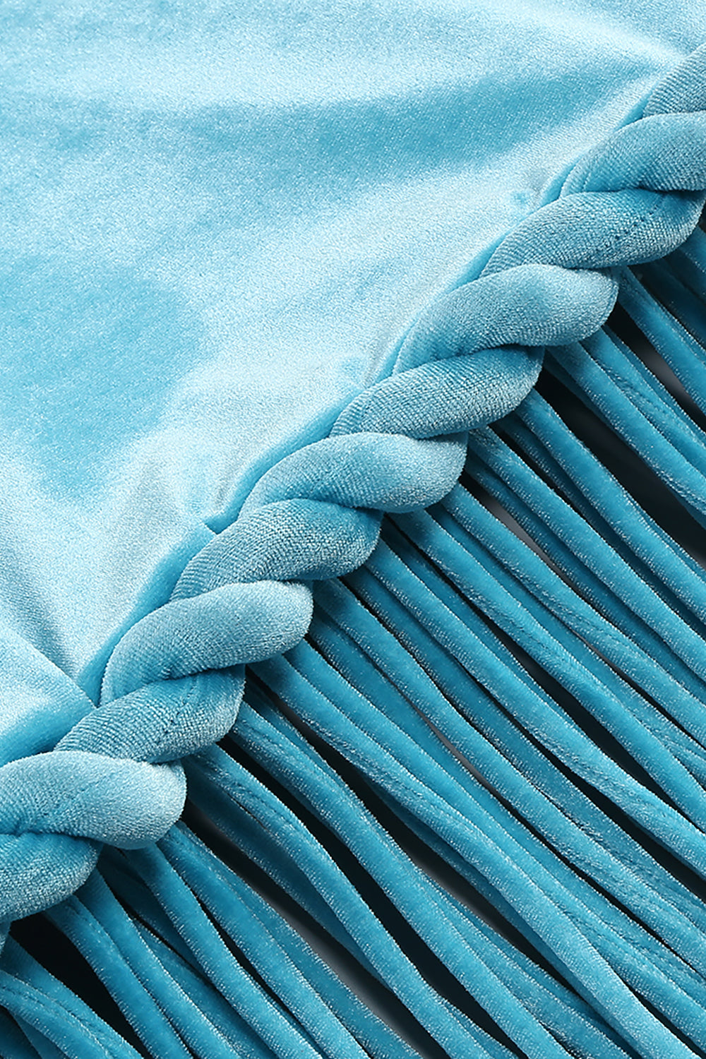 Halterneck Fringe Velvet Midi Dress