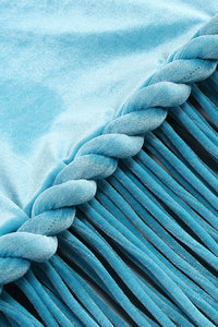 Halterneck Fringe Velvet Midi Dress