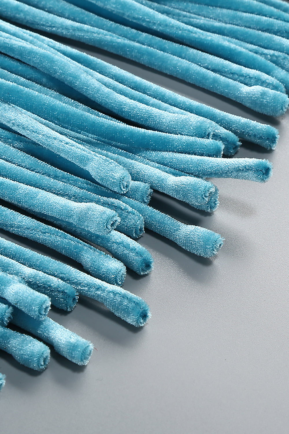 Halterneck Fringe Velvet Midi Dress