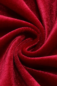 Halterneck Fringe Velvet Dress in Burgundy