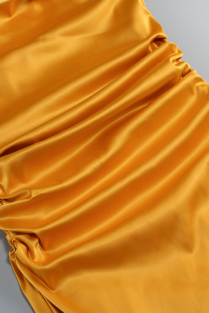 Halterneck Silk Charmeuse Gown in Yellow