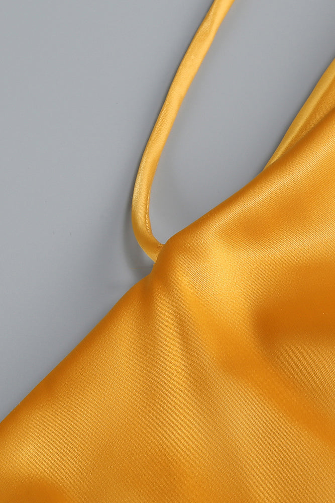 Halterneck Silk Charmeuse Gown in Yellow