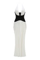 White and Black Halterneck Corset Maxi Dress