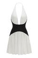 White and Black Halterneck Corset Mini Dress