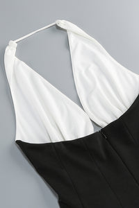 White and Black Halterneck Corset Mini Dress