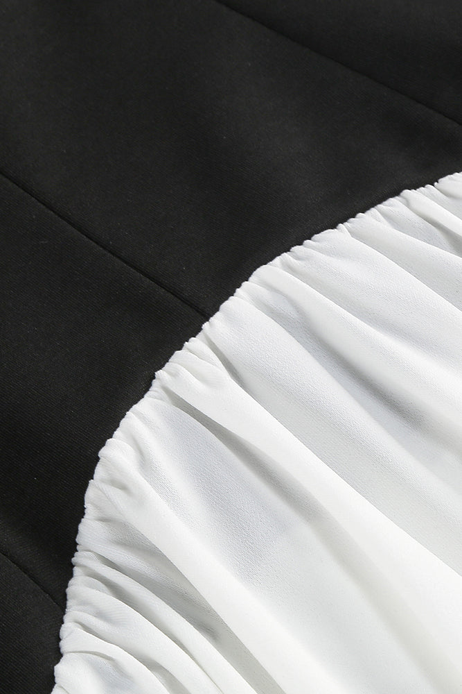 White and Black Halterneck Corset Mini Dress