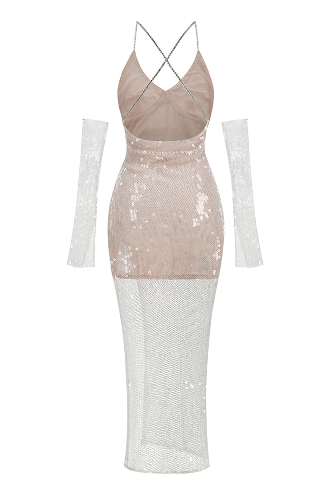 sheer chain dress Sachin Mini Dress in Gold Chain