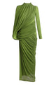 High Neck Asymmetrical Draped Maxi Dress