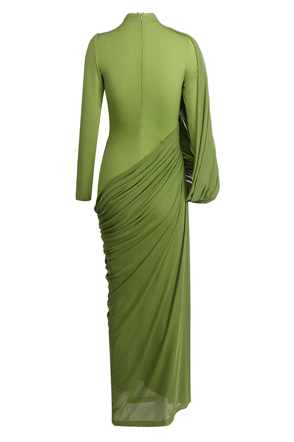 High Neck Asymmetrical Draped Maxi Dress