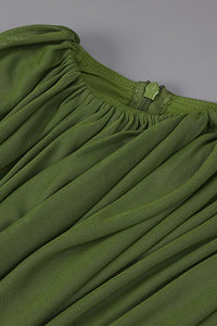 High Neck Asymmetrical Draped Maxi Dress