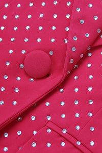 Hot Crystal Embellished Pink Blazer