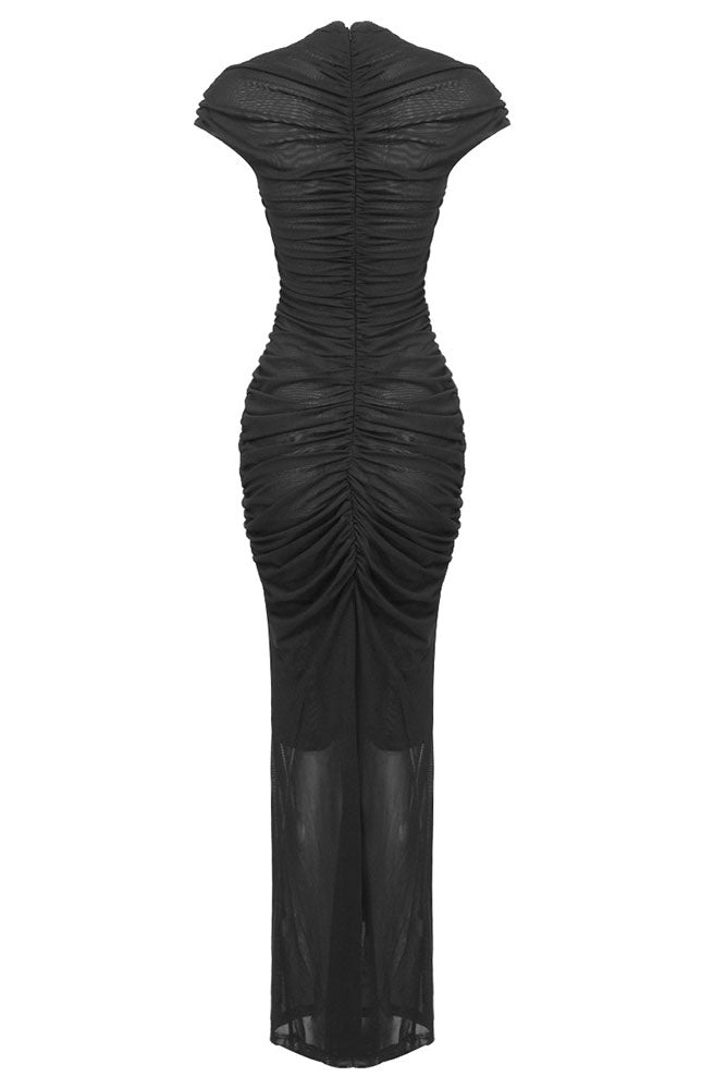 Keyhole Little Black Mesh Gown