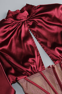 Lace-panel Cut Out Gathered Mini Dress