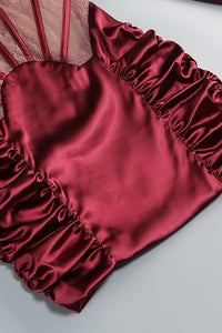 Lace-panel Cut Out Gathered Mini Dress