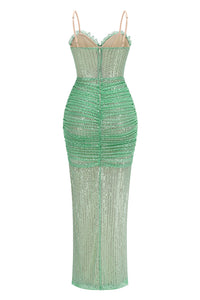 Lace Sequin-embroidered Ruched Dress