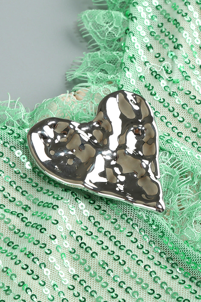 Lace Sequin-embroidered Ruched Dress