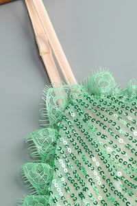 Lace Sequin-embroidered Ruched Dress