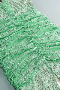 Lace Sequin-embroidered Ruched Dress