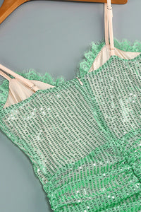 Lace Sequin-embroidered Ruched Dress