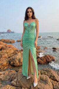 Lace Sequin-embroidered Ruched Dress